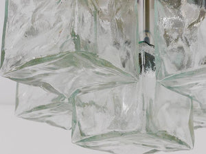 J.T. Kalmar Ice Cube Glass Flush Mount Chandelier or Sconce, Austria, 1960s
