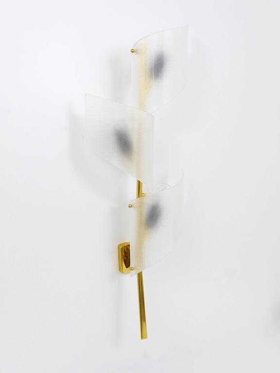 J.T. Kalmar Two Pairs of Large Floral Auguri Brass Sconces, Austria, 1950s