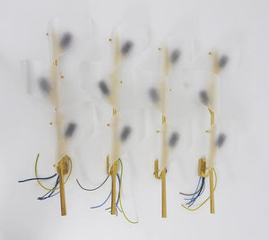 Dos pares de grandes apliques florales Auguri de latón de J.T. Kalmar, Austria, años 50
