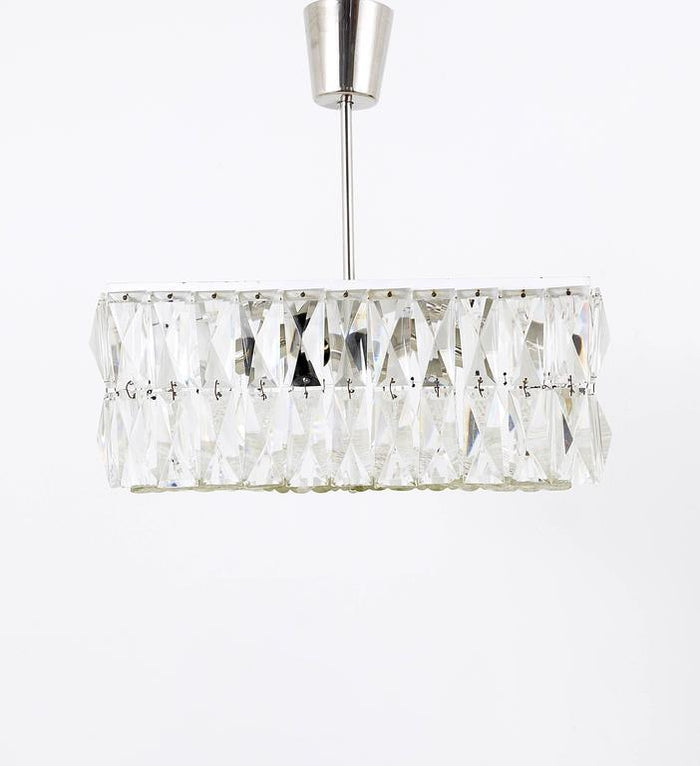 Bakalowits Vienna Midcentury Faceted Crystals Chandelier, Austria, 1960s