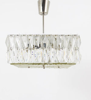 Bakalowits Vienna Midcentury Faceted Crystals Chandelier, Austria, 1960s