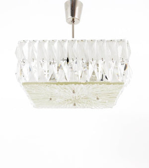 Bakalowits Vienna Midcentury Faceted Crystals Chandelier, Austria, 1960s