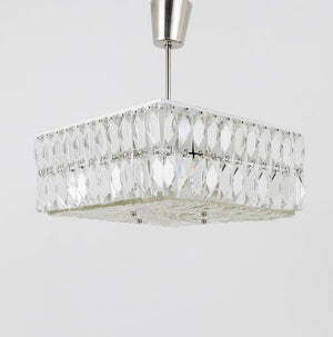Bakalowits Vienna Midcentury Faceted Crystals Chandelier, Austria, 1960s