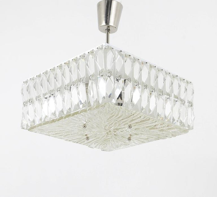 Bakalowits Vienna Midcentury Faceted Crystals Chandelier, Austria, 1960s