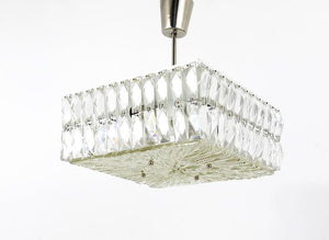 Bakalowits Vienna Midcentury Faceted Crystals Chandelier, Austria, 1960s