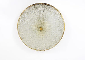 Plafonnier rond J.T. Kalmar en laiton et verre texturé, Mid-Century, Autriche, années 1950