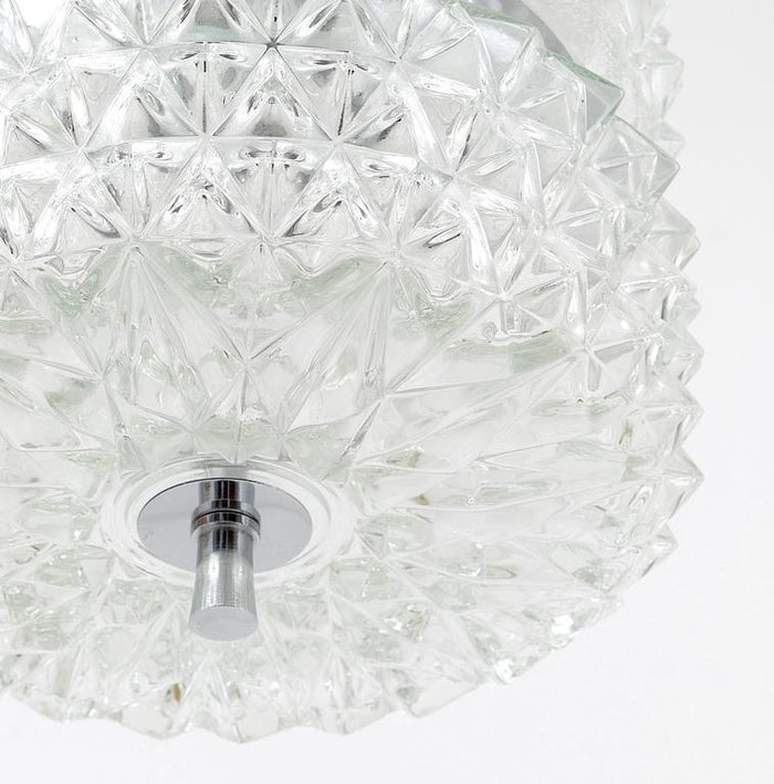 Karl Fagerlund Style Chrome and Faceted Glass Pendant Light from the 1960s