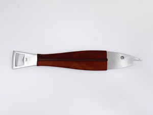 Carl Auböck Neptune Fish Bottle Opener, Leather & Steel by Amboss Austria, 1950s