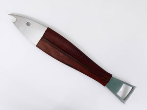 Carl Auböck Neptune Fish Bottle Opener, Leather & Steel by Amboss Austria, 1950s