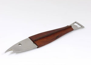 Carl Auböck Neptune Fish Bottle Opener, Leather & Steel by Amboss Austria, 1950s