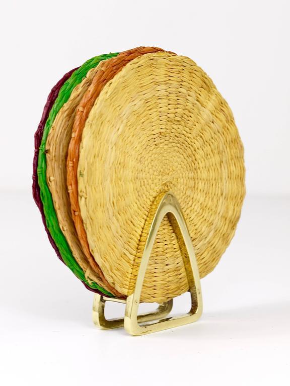 Werkstätte Hagenauer Brass Card Holder Coaster Stand, Mid-Century Austria, 1950s