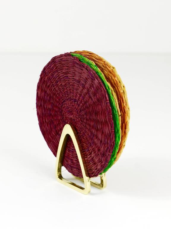 Werkstätte Hagenauer Brass Card Holder Coaster Stand, Mid-Century Austria, 1950s