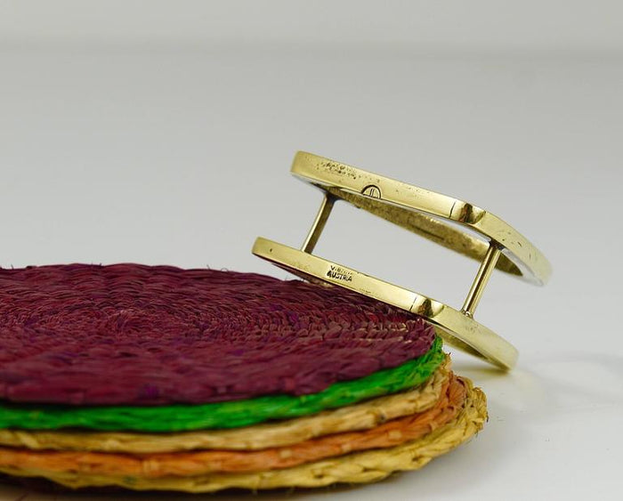 Werkstätte Hagenauer Brass Card Holder Coaster Stand, Mid-Century Austria, 1950s