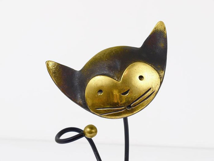 Walter Bosse Brass Cat Wine Bottle Holder by Herta Baller Vienna, Austria, 1950s