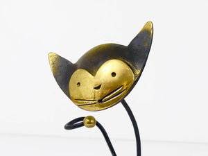 Walter Bosse Brass Cat Wine Bottle Holder by Herta Baller Vienna, Austria, 1950s