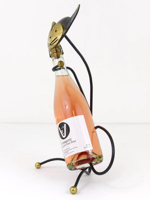 Walter Bosse Brass Cat Wine Bottle Holder by Herta Baller Vienna, Austria, 1950s