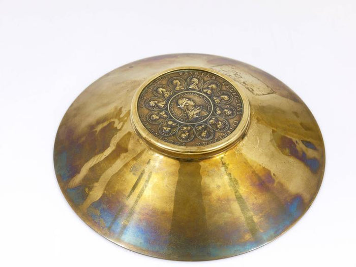 Carl Auböck II Brass Tray, Bowl, Vide-Poche, Maria Theresia Coin, Austria, 1950s