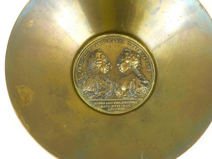 Carl Auböck II Brass Tray, Bowl, Vide-Poche, Maria Theresia Coin, Austria, 1950s
