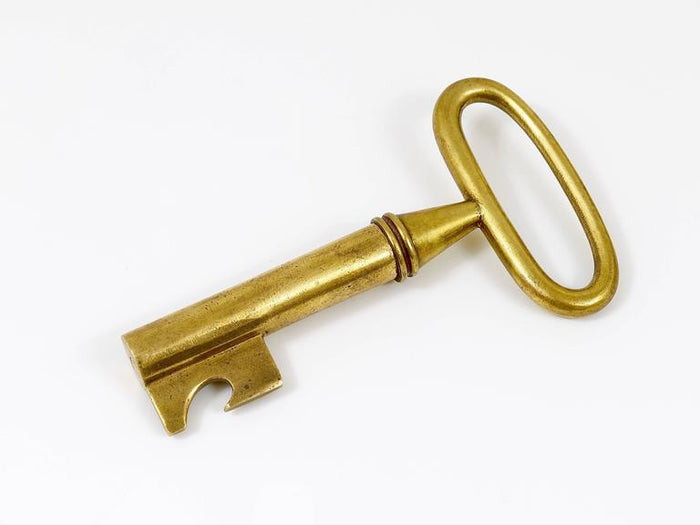 Carl Aubock Big Brass Key Cork Screw, Bottle Opener, Paperweight, Austria, 1950s