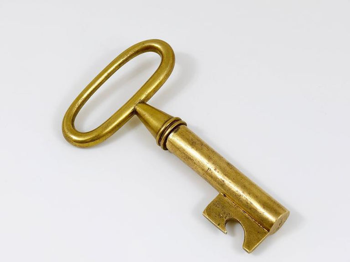Carl Aubock Big Brass Key Cork Screw, Bottle Opener, Paperweight, Austria, 1950s