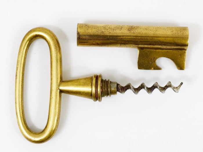 Carl Aubock Big Brass Key Cork Screw, Bottle Opener, Paperweight, Austria, 1950s
