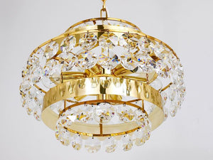 Bakalowits Vienna Gold-Plated Brass & Diamond Crystals Chandelier, Austria, 1970