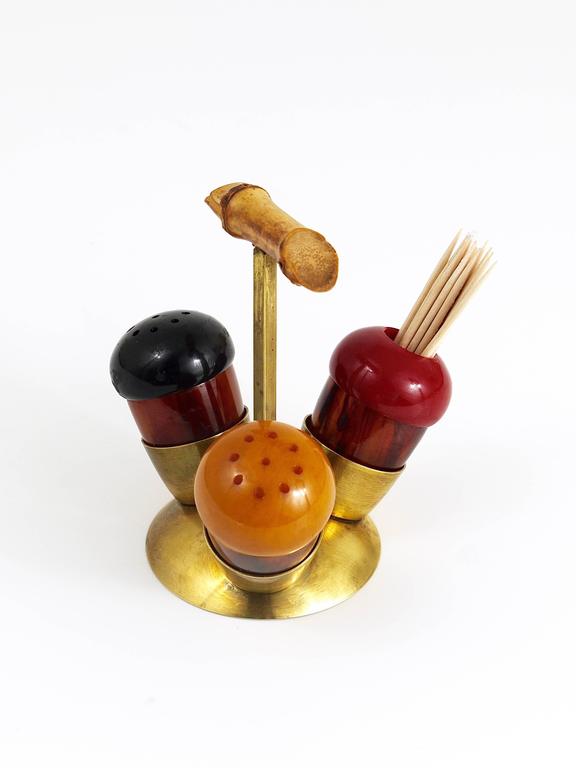 Mid-Century Salt & Pepper Menage Condiment Set, Richard Rohac, Austria, 1950s