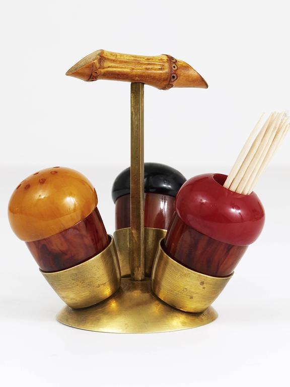 Mid-Century Salt & Pepper Menage Condiment Set, Richard Rohac, Austria, 1950s