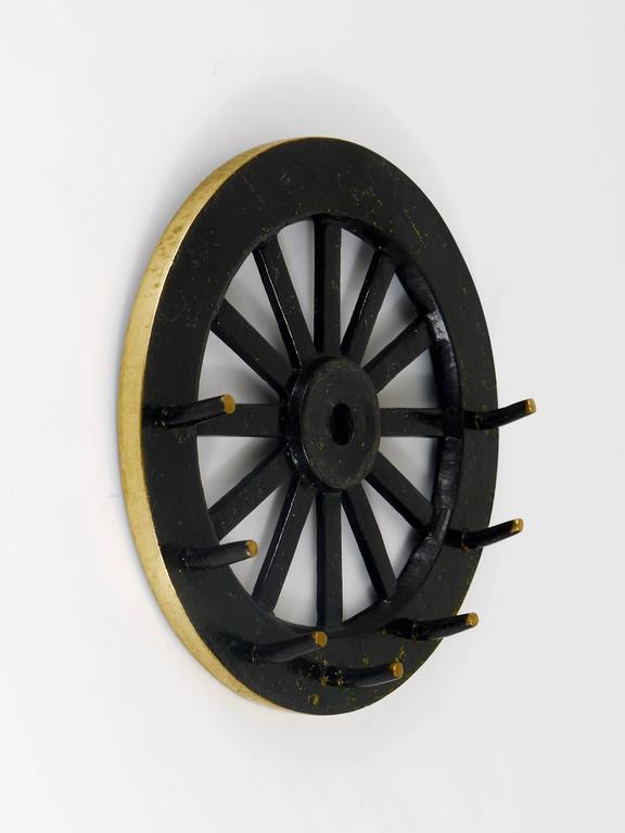 Walter Bosse Mid-Century Cartwheel Brass Key Hanger, Herta Baller, Austria, 1950