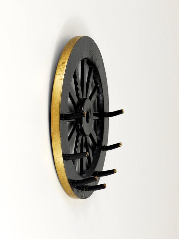 Walter Bosse Mid-Century Cartwheel Brass Key Hanger, Herta Baller, Austria, 1950