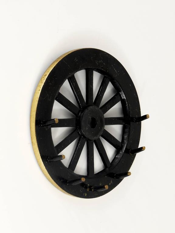 Walter Bosse Mid-Century Cartwheel Brass Key Hanger, Herta Baller, Austria, 1950