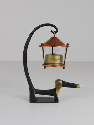Walter Bosse Wiener Dog Brass Figurine with Lantern Thermometer, Baller, 1950s