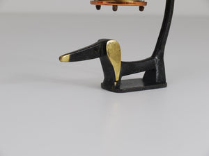 Walter Bosse Wiener Dog Brass Figurine with Lantern Thermometer, Baller, 1950s