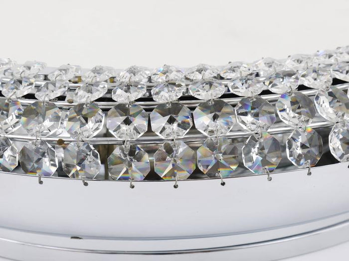 Round Bakalowits Style Faceted Crystal & Chrome Backlit Wall Mirror, 1960s