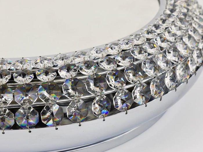 Round Bakalowits Style Faceted Crystal & Chrome Backlit Wall Mirror, 1960s