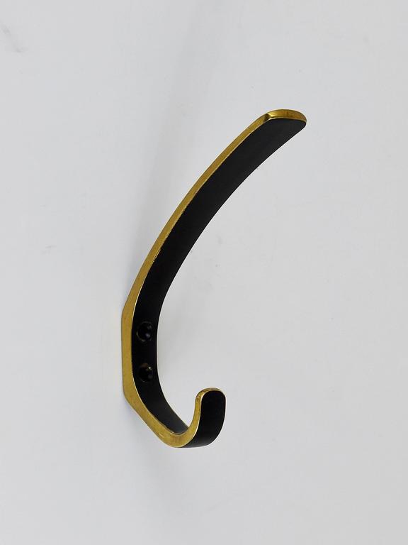 Up to 2 Mid-Century Brass Wall Coat Hooks by Herta Baller, Austria, 1950s
