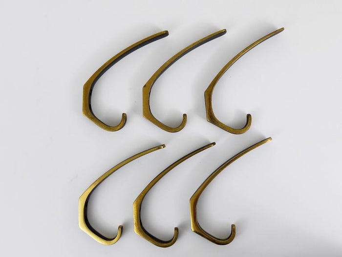 Up to 2 Mid-Century Brass Wall Coat Hooks by Herta Baller, Austria, 1950s