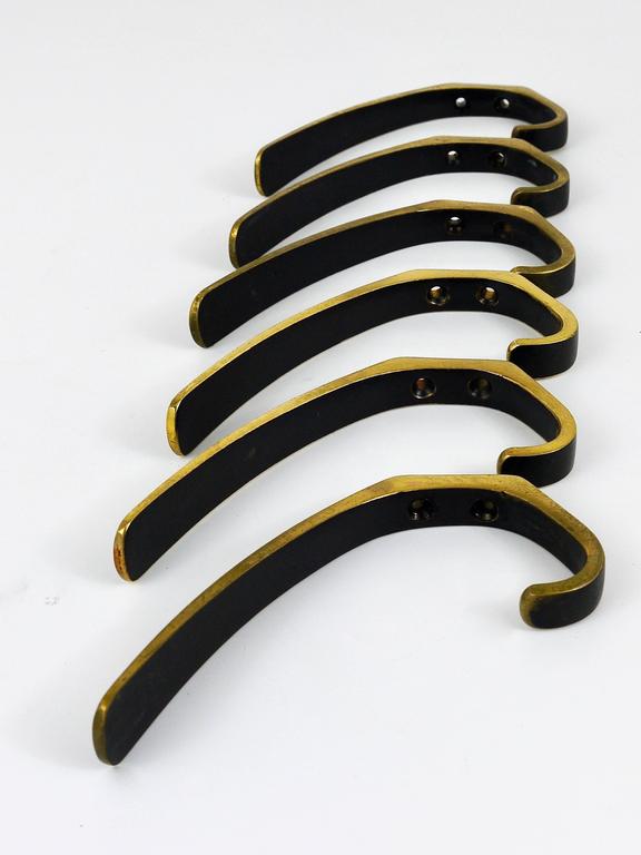 Up to 2 Mid-Century Brass Wall Coat Hooks by Herta Baller, Austria, 1950s