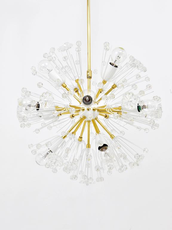 Emil Stejnar Blowball Sputnik Brass Chandelier by Rupert Nikoll, Austria, 1950s