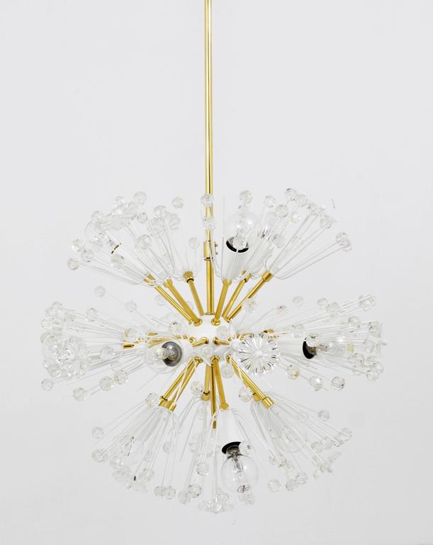 Emil Stejnar Blowball Sputnik Brass Chandelier by Rupert Nikoll, Austria, 1950s
