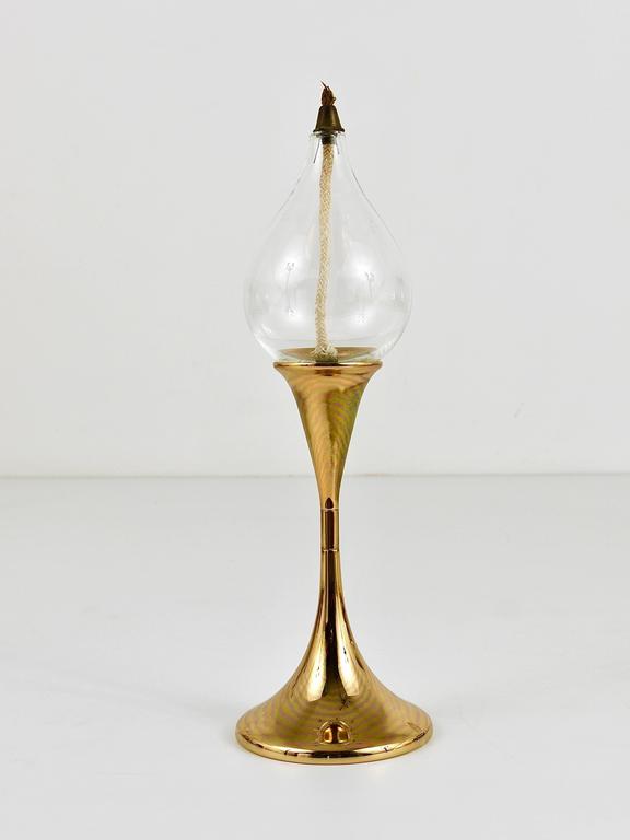Freddie Andersen Mid-Century Oil Lamp Brass Candleholder, Denmark, 1970s