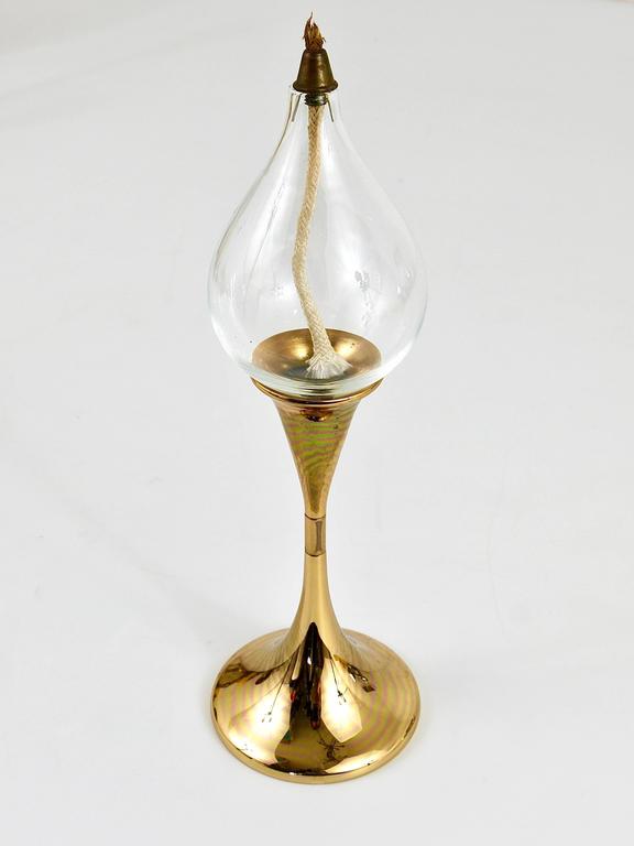 Freddie Andersen Mid-Century Oil Lamp Brass Candleholder, Denmark, 1970s