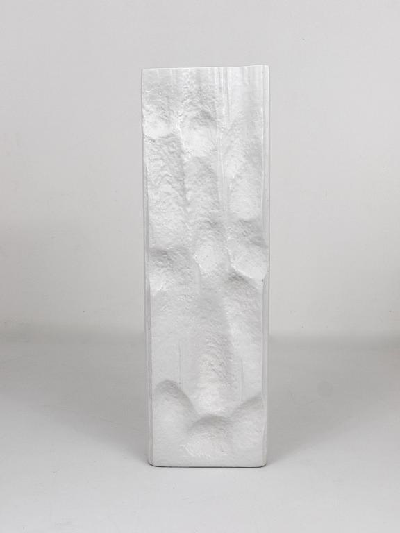 Huge White Relief Op Art Porcelain Vase, Martin Freyer, Rosenthal Germany, 1960s