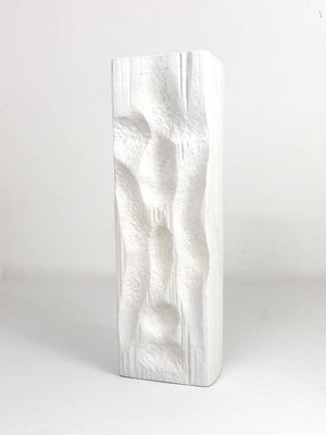 Huge White Relief Op Art Porcelain Vase, Martin Freyer, Rosenthal Germany, 1960s