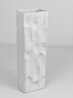 Huge White Relief Op Art Porcelain Vase, Martin Freyer, Rosenthal Germany, 1960s