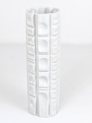 Rosenthal Germany Op Art Huge White Relief Porcelain Vase, 1960s