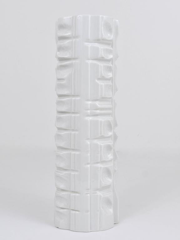 Rosenthal Germany Op Art Huge White Relief Porcelain Vase, 1960s