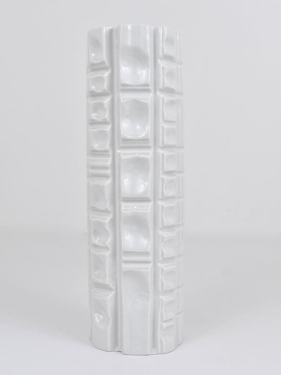 Rosenthal Germany Op Art Huge White Relief Porcelain Vase, 1960s