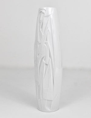 Cuno Fischer Rosenthal Studio-Linie White Relief Op Art Porcelain Vase, 1960s