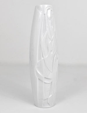 Cuno Fischer Rosenthal Studio-Linie White Relief Op Art Porcelain Vase, 1960s